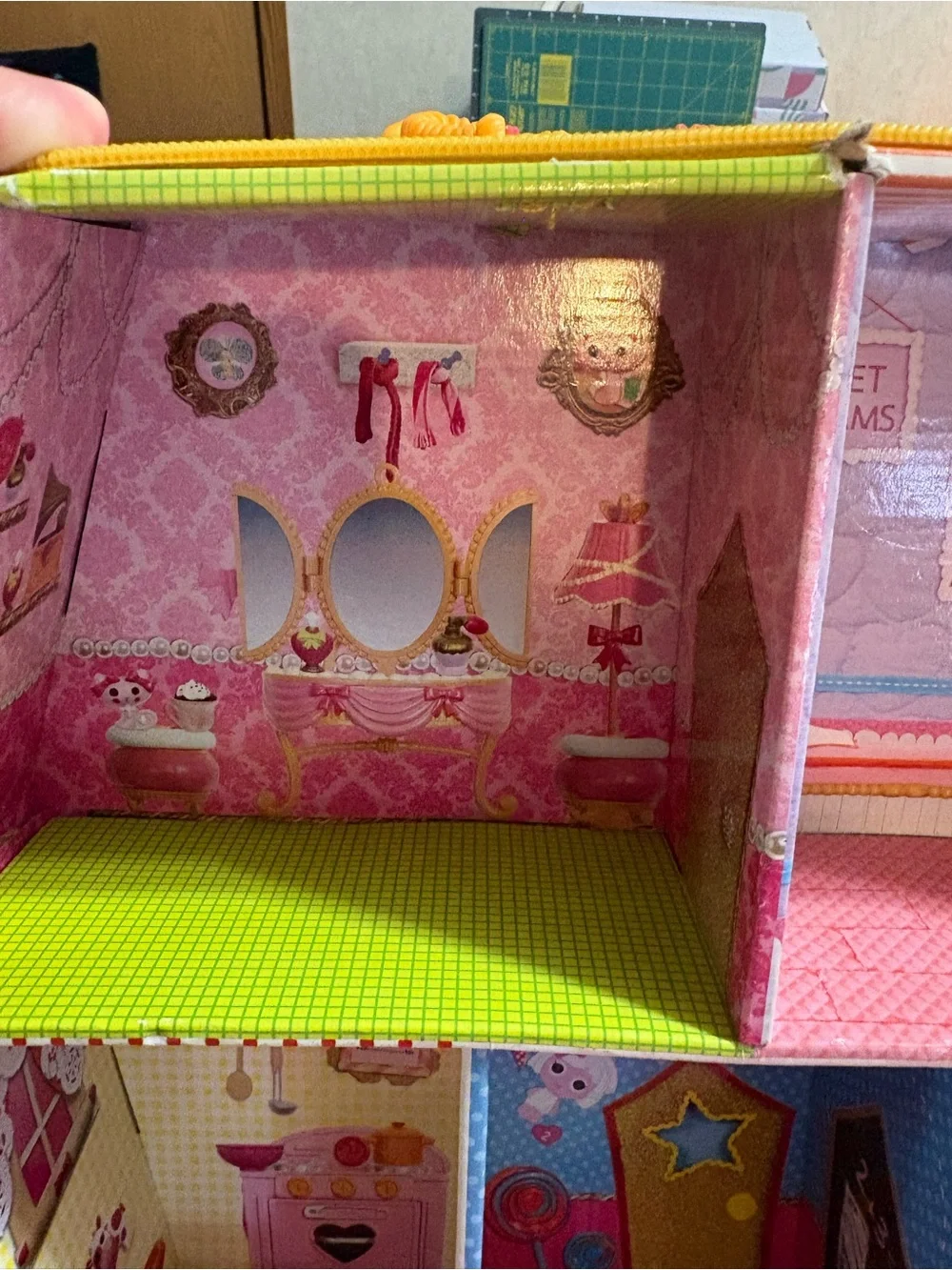Kids Pink & Orange Playhouse Carry Case for Dolls